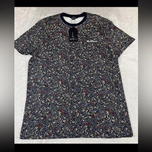 Ben Sherman mens blue Short Sleeve floral tshirt size Medium
